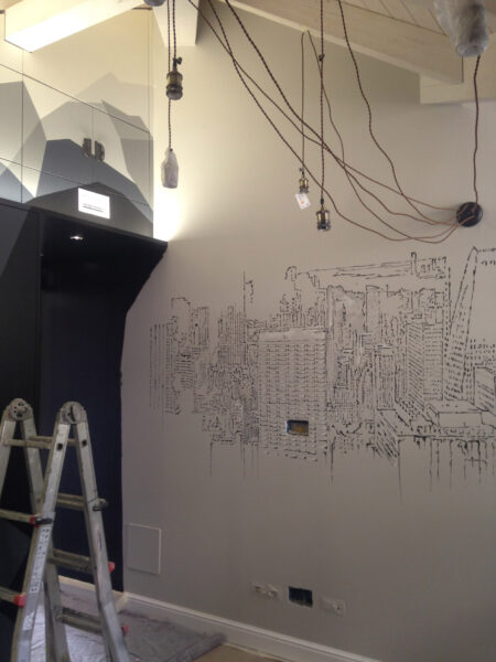 New York in una stanza, disegno su parete