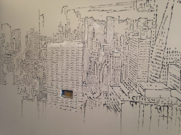 New York in una stanza, disegno su parete