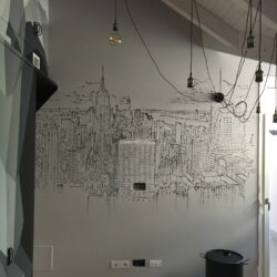 New York in una stanza, disegno su parete