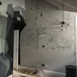 New York in una stanza, disegno su parete
