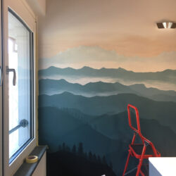 Profili di montagne, decorazione su parete