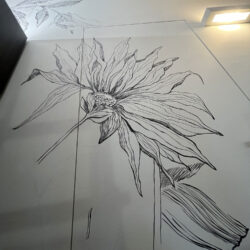 Fiori e foglie su parete