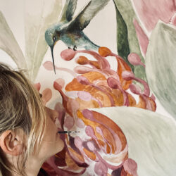 Fiori esotici e colibrì